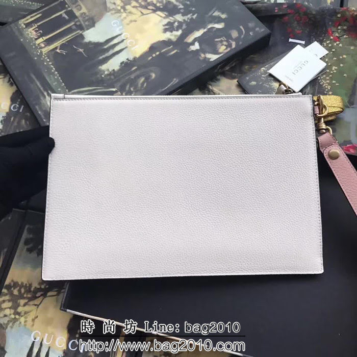 GUCCI古馳 歐洲正品原單 經典造型 手包系列 524299 白皮拼粉皮 WTG1574